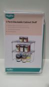 RRP £60 Boxed 2 Pack Stackable Cabinet Shelf X 3