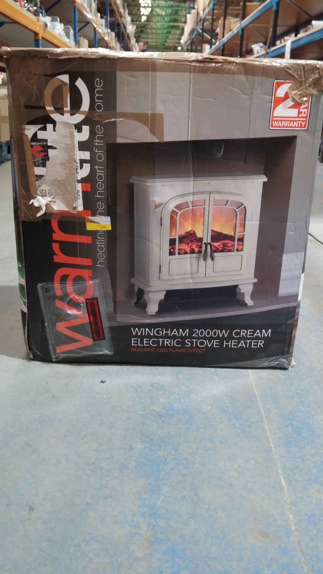 RRP £110 Boxed Warmlite Wingham 2000W Cream Electric Stove Heater