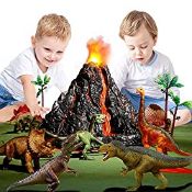 RRP £49.99 Dinosaur Toys for Kids 3-5 Years with Simulation and Storage Volcano