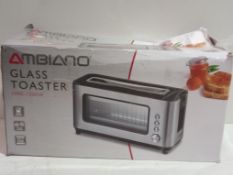 RRP £39.99 Boxed Ambino Glass Toaster 1000 - 1200 W