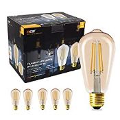 RRP £24.94 Beilf 6 Pack Dimmable 8W Filament LED Edison Light Bulb ST64