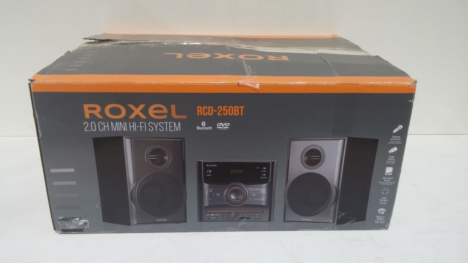 RRP £80 Boxed Roxel RCD-250BT 2.0 CH Mini HI-FI System