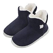 RRP £21.59 Unisex Knit Plush Slipper Boots Indoor Outdoor Thermal