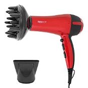 RRP £16.50 Red Hot 37010 2200W Professional Hair Dryer With Diffuser