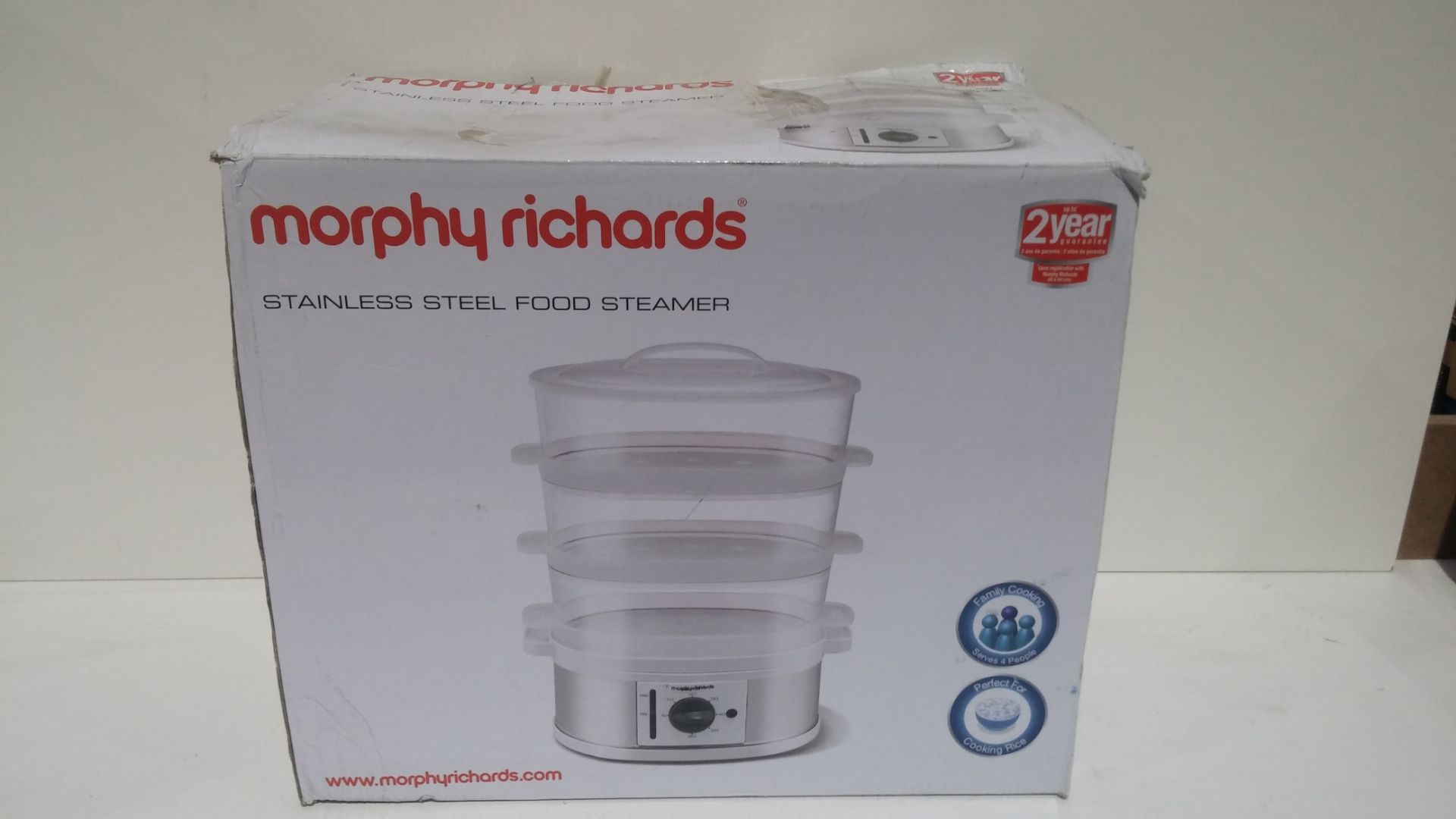 RRP £42.00 Boxed Morphy Richards Stainless Steel Food Steamer