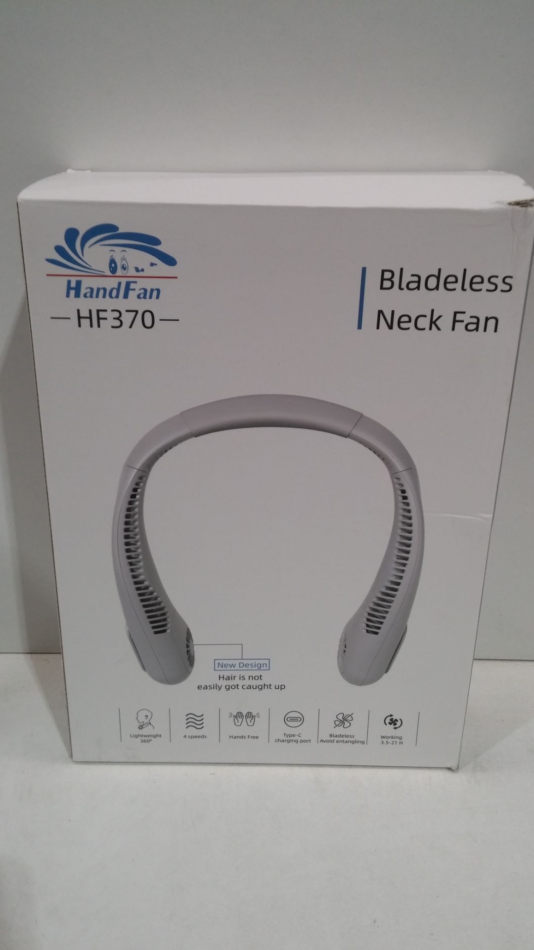 RRP £26.99 HandFan 5000mAh Neck Fan Bladeless Portable Rechargeable Lazy Wearable Fan - Image 2 of 2