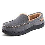 RRP £22.27 Zigzagger Men's Microsuede Moccasin Slippers Memory Foam House Shoes-Grey,12 UK