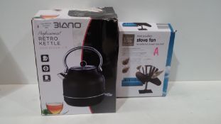 RRP £25 Boxed Ambiano Retro Kettle & Easy Home Stove Fan