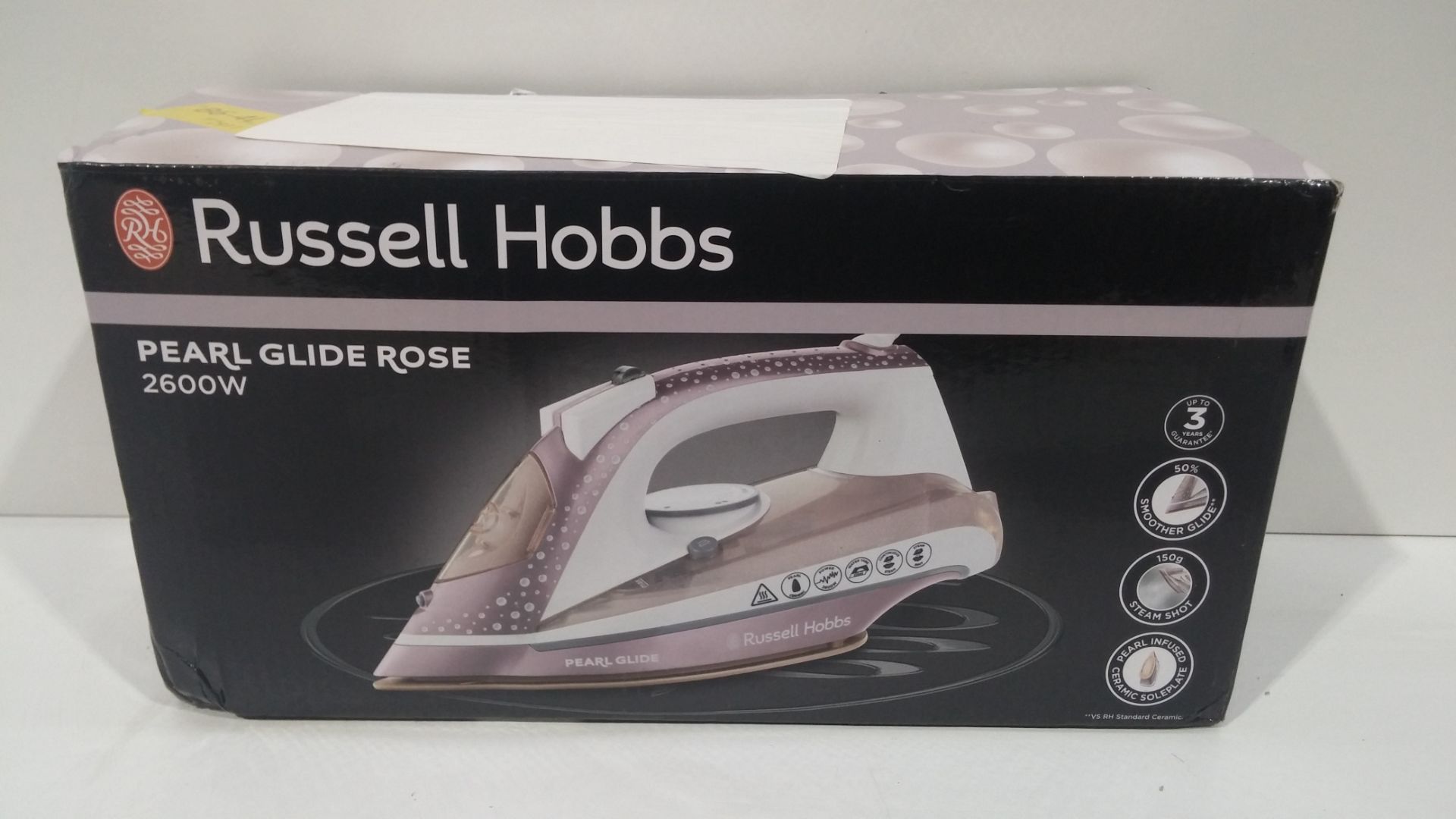 RRP £32.99 Boxed Russell Hobbs Pearl Guide Rose 2600W Iron