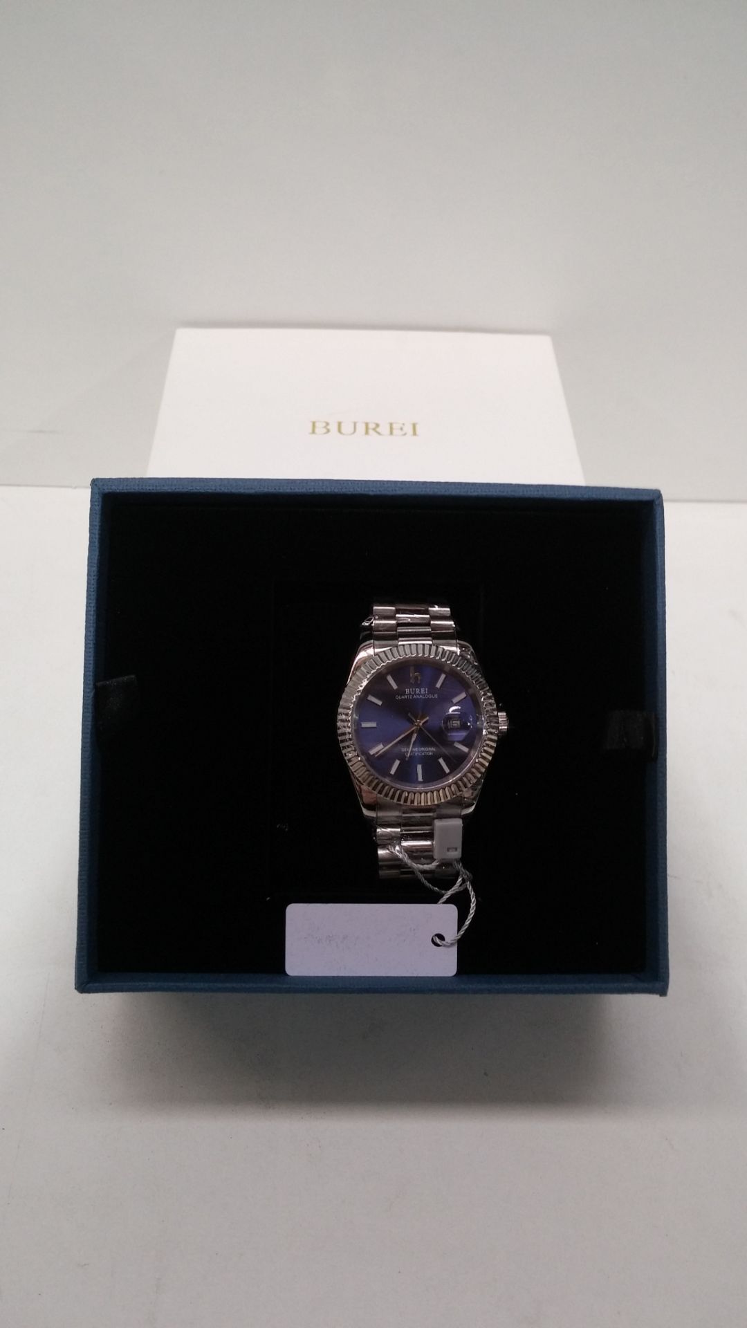 RRP £95.96 BUREI Men Quartz Wrist Watch Blue Analog Dial with - Image 2 of 2