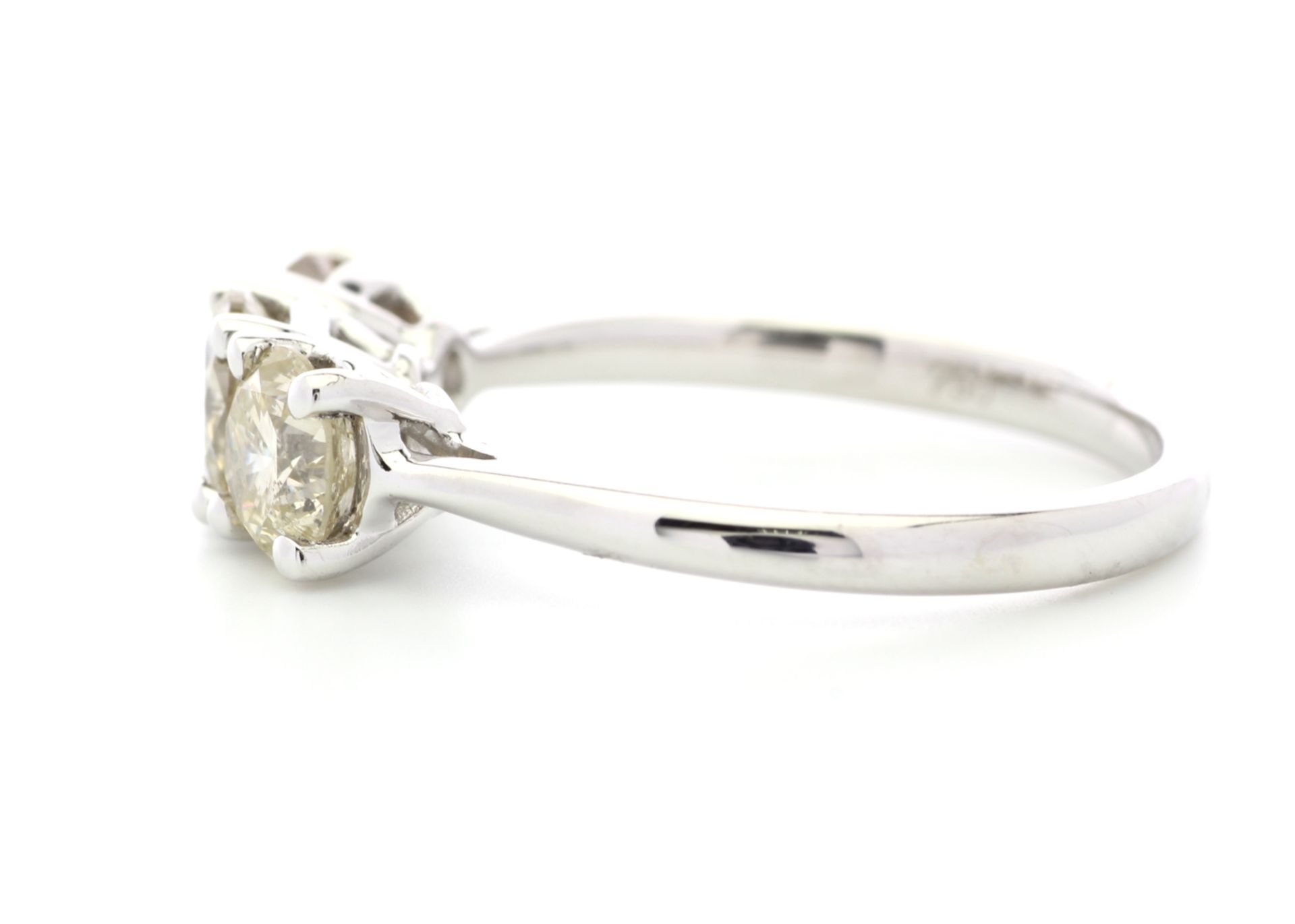 18ct White Gold Three Stone Claw Set Diamond Ring 1.58 Carats - Valued by GIE £14,350.00 - A - Image 2 of 5
