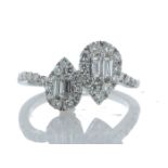 18ct White Gold Double Pear Shape Cluster Diamond Ring 0.83 Carats - Valued by GIE £12,955.00 - Four