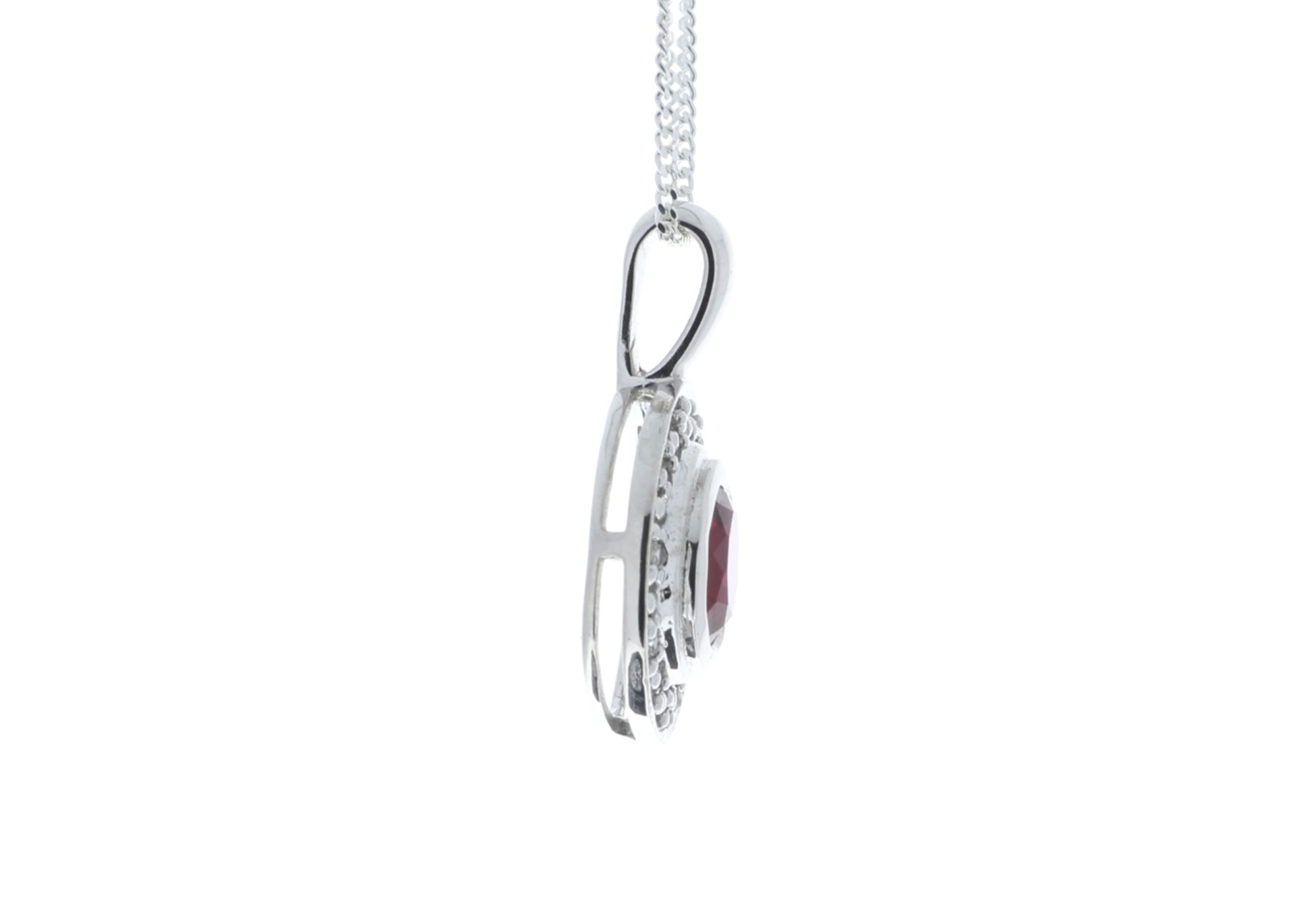 9ct White Gold Created Ruby Diamond Pendant 0.08 Carats - Valued by GIE £1,520.00 - With a deep - Image 3 of 5
