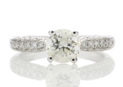 18ct White Gold Single Stone Diamond Ring With Stone Set Shoulders (1.00) 1.38 Carats - Valued by