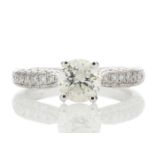 18ct White Gold Single Stone Diamond Ring With Stone Set Shoulders (1.00) 1.38 Carats - Valued by