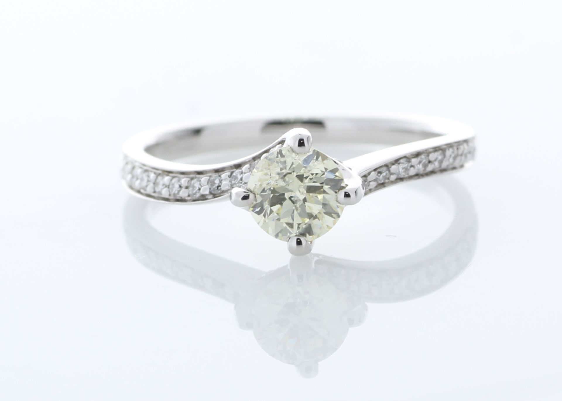 18ct White Gold Single Stone with Diamond set Shoulders Ring (0.57) 0.72 Carats - Valued by GIE £