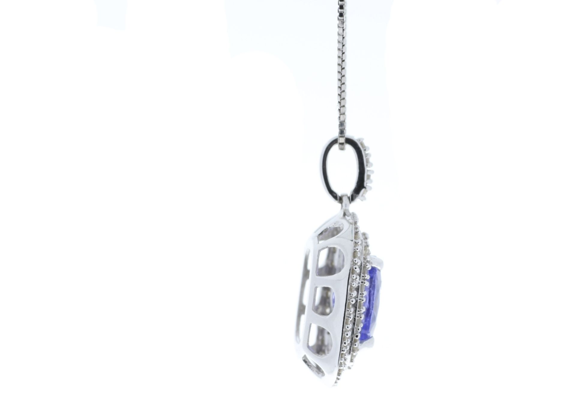 9ct White Gold Oval Tanzanite And Diamond Cluster Pendant 0.28 Carats - Valued by GIE £3,395.00 - - Image 4 of 6