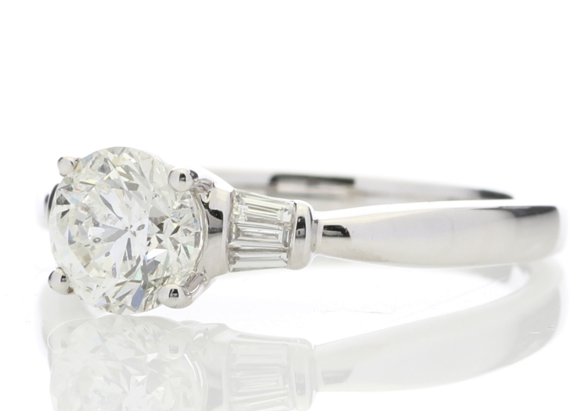 18ct White Gold Single Stone Diamond Ring With Baguette (1.02) 1.15 Carats - Valued by GIE £37,300. - Image 2 of 5