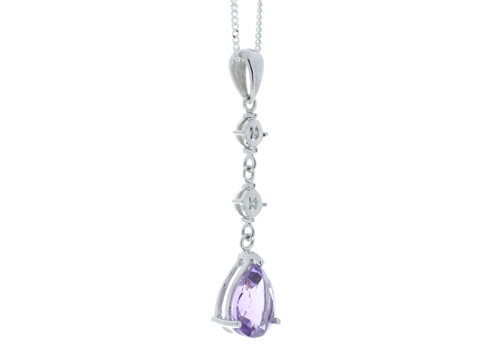 9ct White Gold Amethyst And Diamond Pendant 0.01 Carats - Valued by GIE £560.00 - This is classic - Image 2 of 5