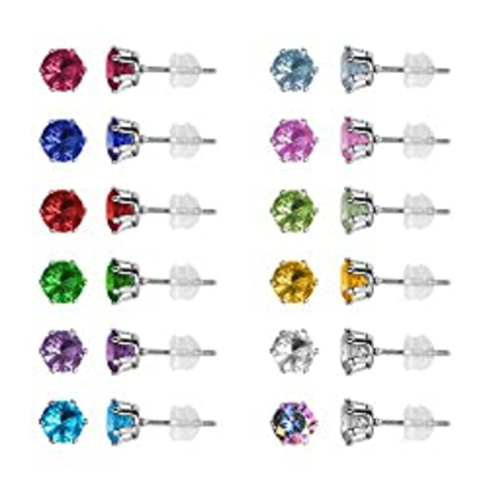 RRP £10.99 CZ Stud Earrings for Women, Stainless Steel Cubic Zirconia Earrings Set (6mm)