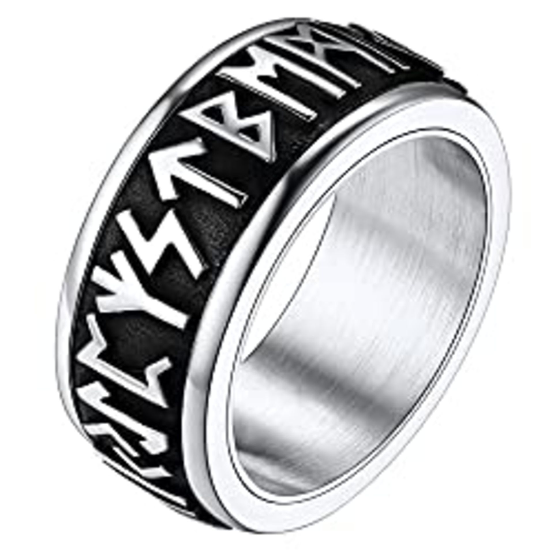 RRP £14.99 Rotatable Viking Rings for Male Silver Steel Spinning