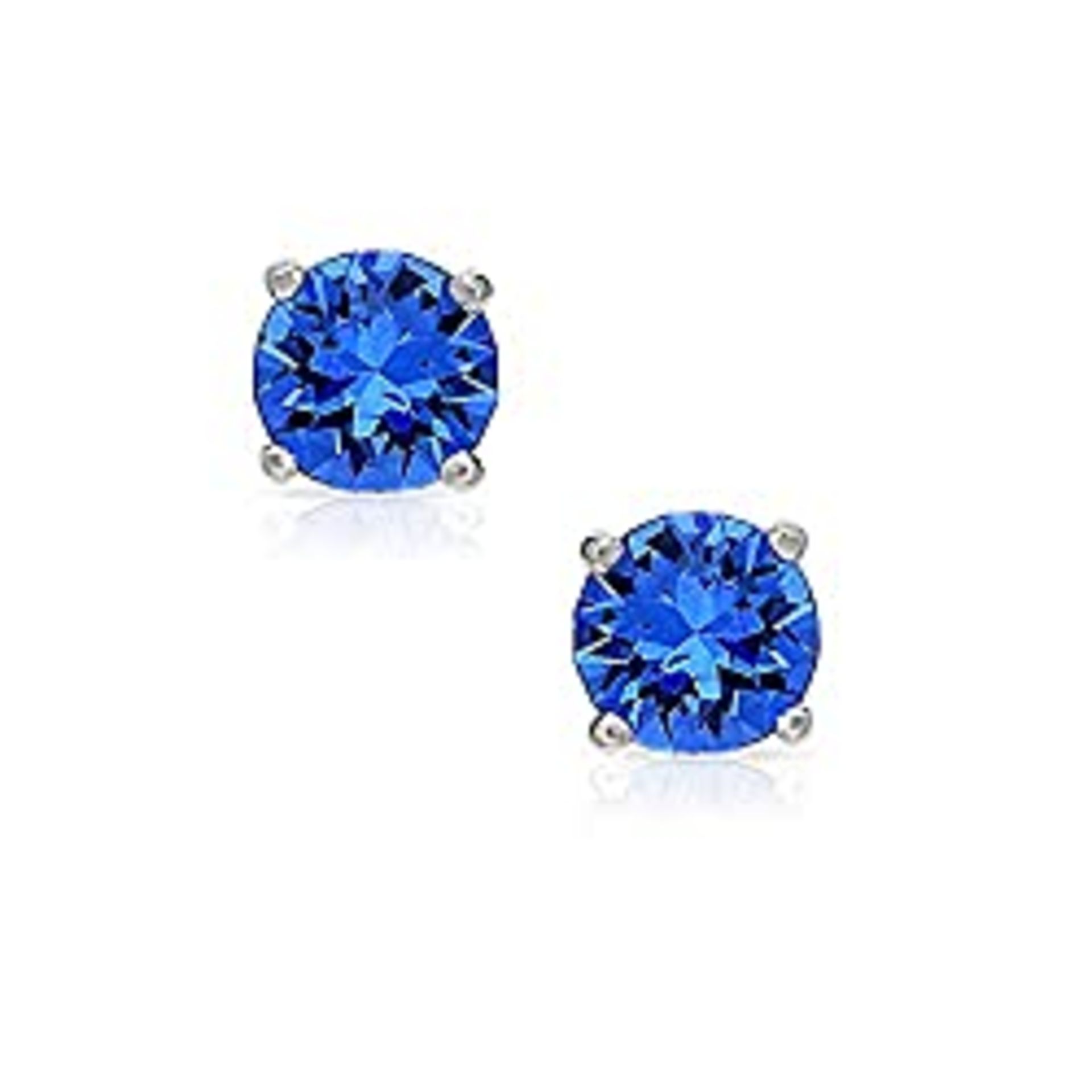 RRP £26.74 Blue Fire Swarovski Crystal Round Earrings Never Rust