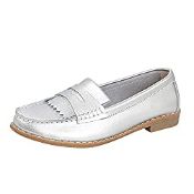 RRP £12.95 Jo & Joe Ladies Leather Tassel Loafers (Silver, Numeric_6)