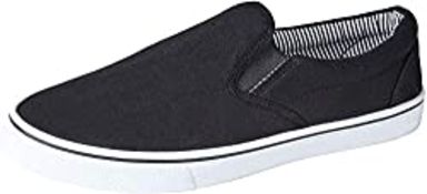 RRP £12.95 Mens Slip on Canvas Summer Shoes (8, Black)