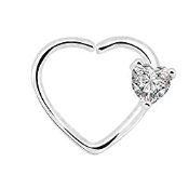 RRP £8.99 OUFER Body Piercing 18Kt White Gold Plated Clear Heart