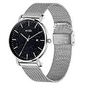 RRP £31.78 BUREI Mens Ultra Thin Minimalist Watch Quartz Wristwatch