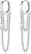 RRP £13.97 Milacolato 925 Sterling Silver Hoop Earrings with Chain