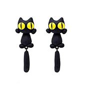 RRP £8.99 Black Cat Women Girls Stud Earrings Cartoon Cat Earring