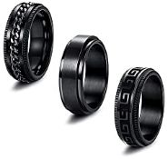 RRP £12.98 MILACOLATO 3Pcs Stainless Steel Fidget Ring for Mens