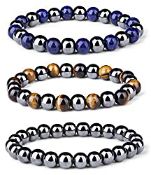 RRP £12.98 MILACOLATO 3Pcs Magnetic Beads Bracelet Men Women Natural