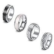 RRP £15.28 MILACOLATO 4 PCS Stainless Steel Spinner Rings for