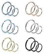 RRP £10.75 MILACOLATO 18Pcs 20G 316L Stainless Steel Nose Ring