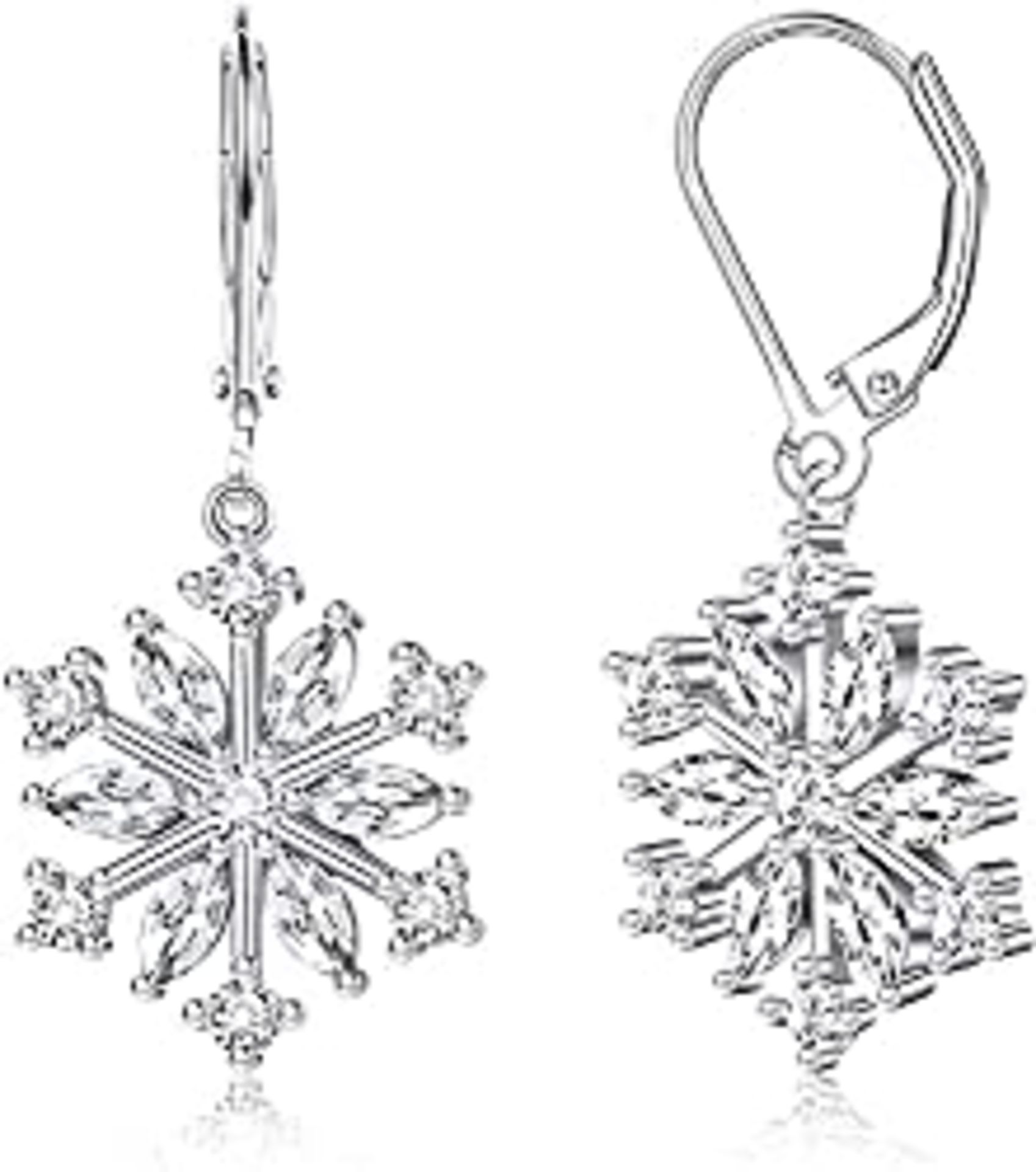 RRP £20.12 Milacolato 925 Sterling Silver Snowflake Drop Earrings