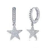 RRP £13.99 Star Drop Earrings Dangle Hoop Earrings