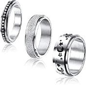 RRP £10.79 MILACOLATO 3Pcs Stainless Steel Fidget Band Ring for