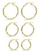 RRP £13.99 Milacolato 3 Pairs Stainless Steel Twisted Gold Silver