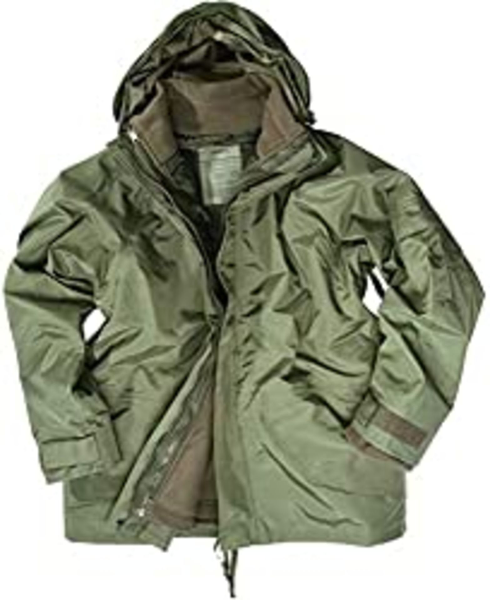 RRP £79.99 Army Waterproof ECWCS Hooded Jacket Smock Parka Fleece Olive, SIZE M