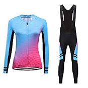 RRP £36.98 Bsadne Women's Long Sleeve Breathable Cycling Jersey Set Size Medium