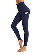 RRP £19.99 OUGES Womens High Waist Yoga Pants with Pockets Workout