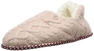 Dearfoams Women's Quilted Cable Knit Bootie Hi-Top Slippers, Pink (Dusty 10663), 5/6 UK RRP £