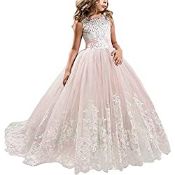 RRP £26.10 NNJXD Girls Lace Tulle Embroidered Princess Prom Ball