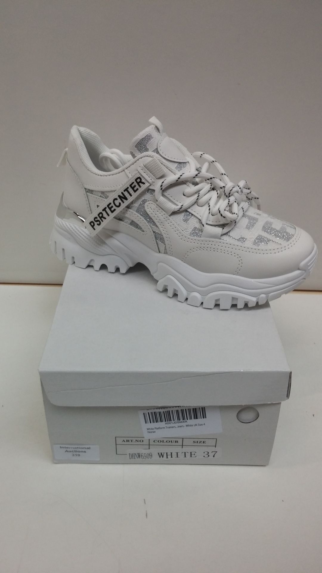 RRP £32.99 White Platform Trainers for Women - White Chunky Trainers for Women Size 4 New - Image 2 of 2