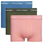 RRP £25.46 Calvin Klein Men's 3 Pack Low Rise Trunks - Cotton Stretch Boxers