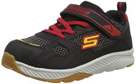 LOT TO CONTAIN X 3 ITEMS Skechers Boy's Comfy Grip Trainers, Black Black Leather Black Charcoal