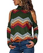 RRP £19.12 YOINS Women Cold Shoulder Turtle Neck Tops Long Sleeve Size Small Brand New