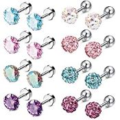 RRP £11.38 Milacolato 8 Pairs 18G Barbell Stud Earrings for Women